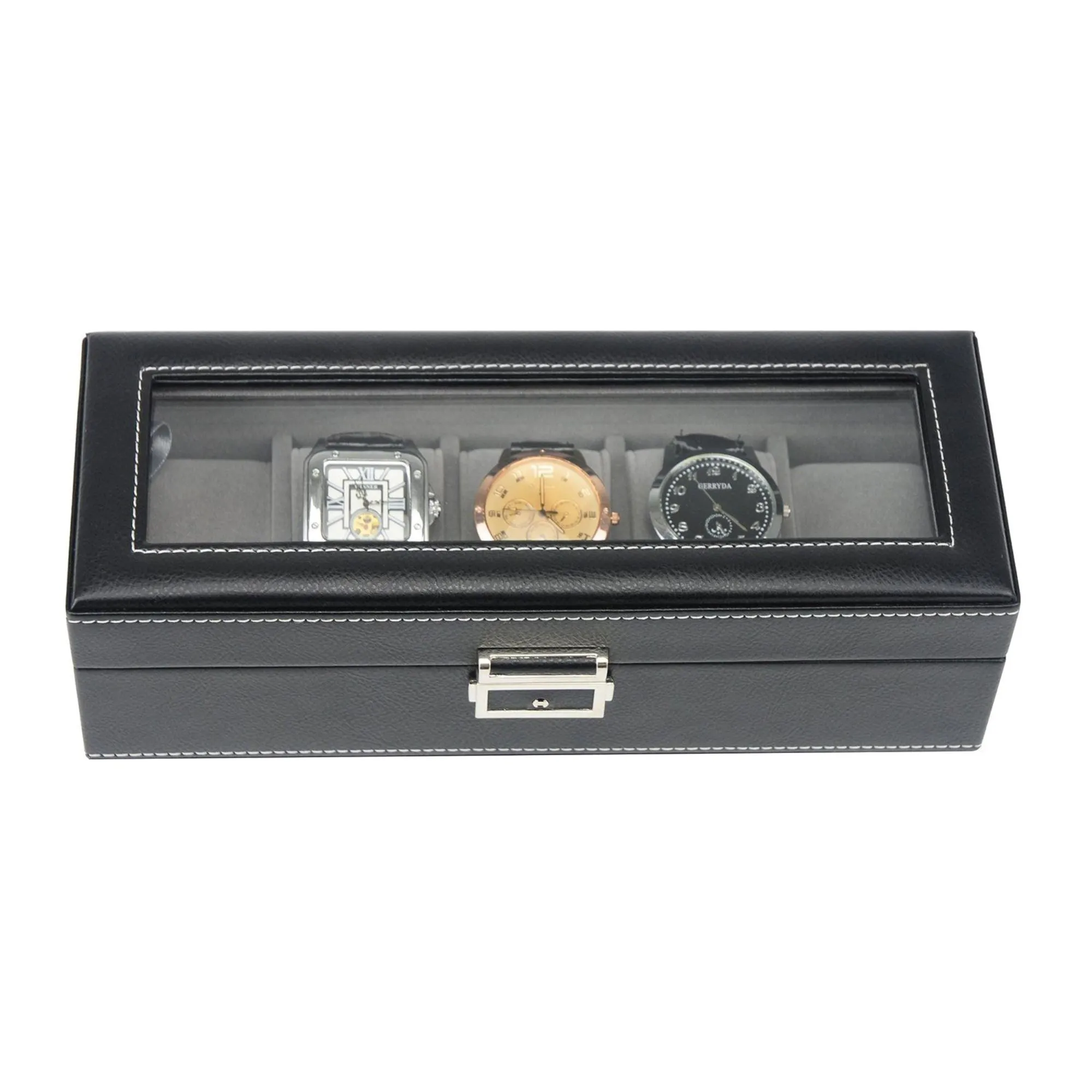 Seconds - Leather Watch Box for 5 Watches in Black