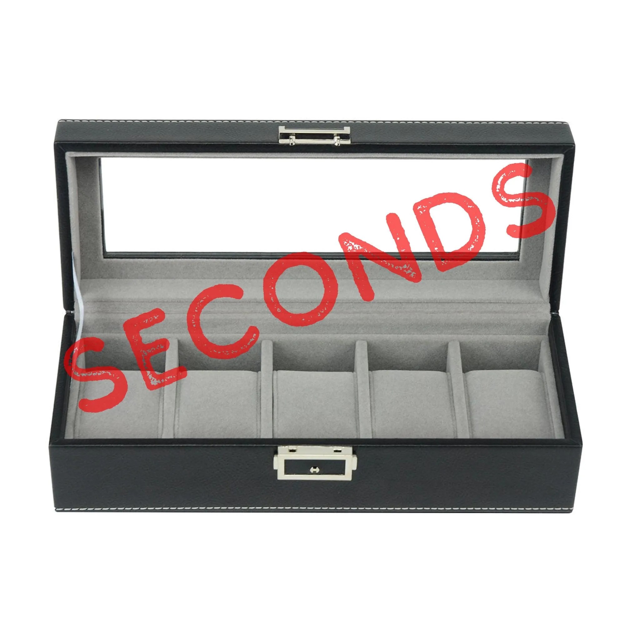 Seconds - Leather Watch Box for 5 Watches in Black