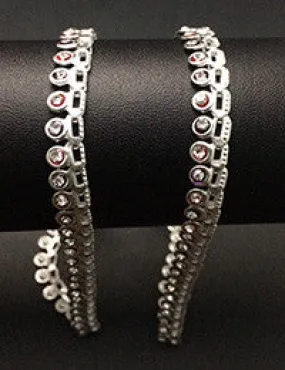 Silver Anklets Stones