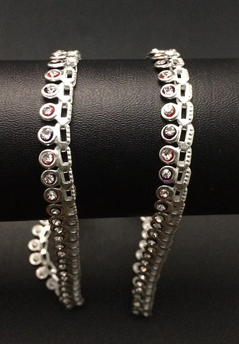 Silver Anklets Stones