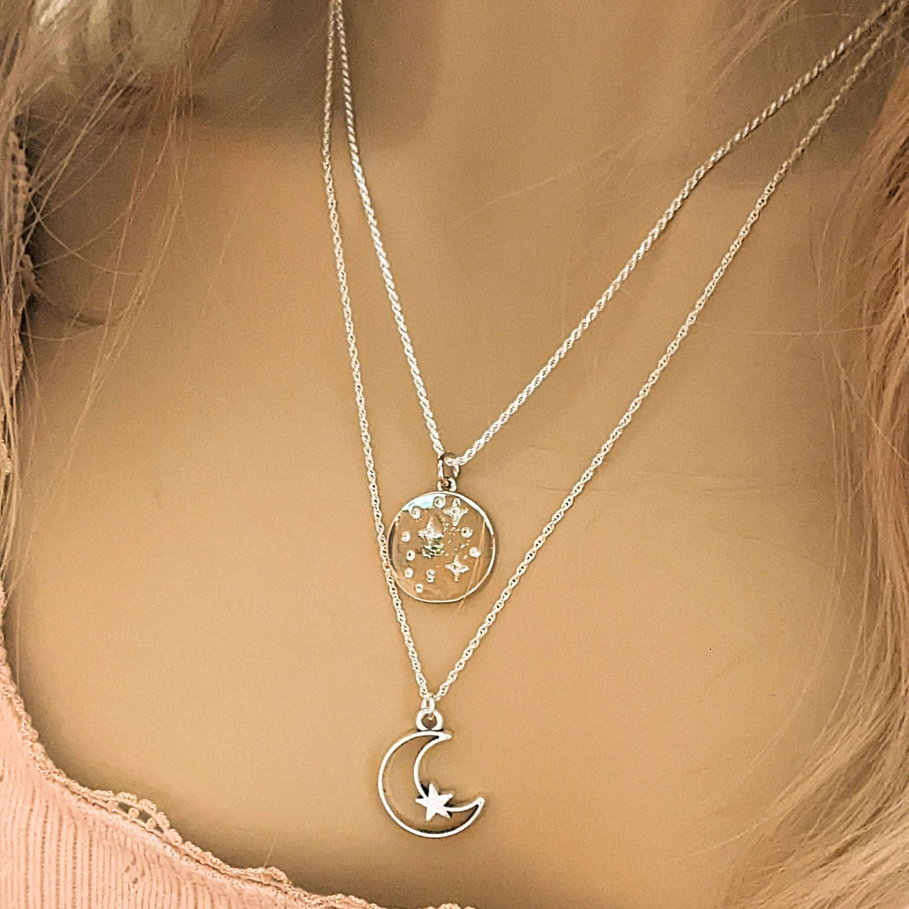 Silver Celestial Necklace Set