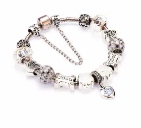 Silver Crystal Paw Charm Bracelet