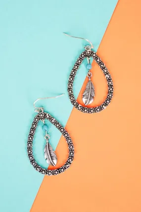 Silvertone Feather Willa Teardrop Earrings
