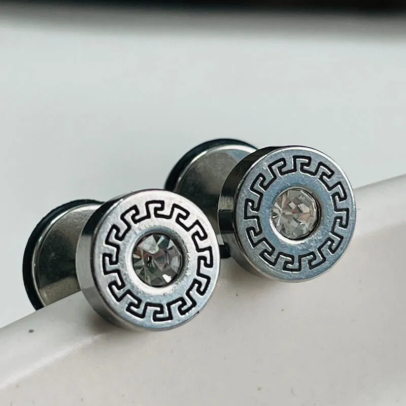Simple Great Wall Pattern Stainless Steel Stud Earrings