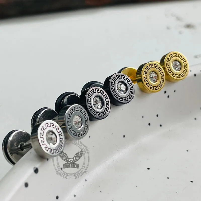 Simple Great Wall Pattern Stainless Steel Stud Earrings