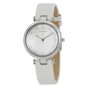 Skagen Tanja Silver Dial White Leather Ladies Watch SKW2517