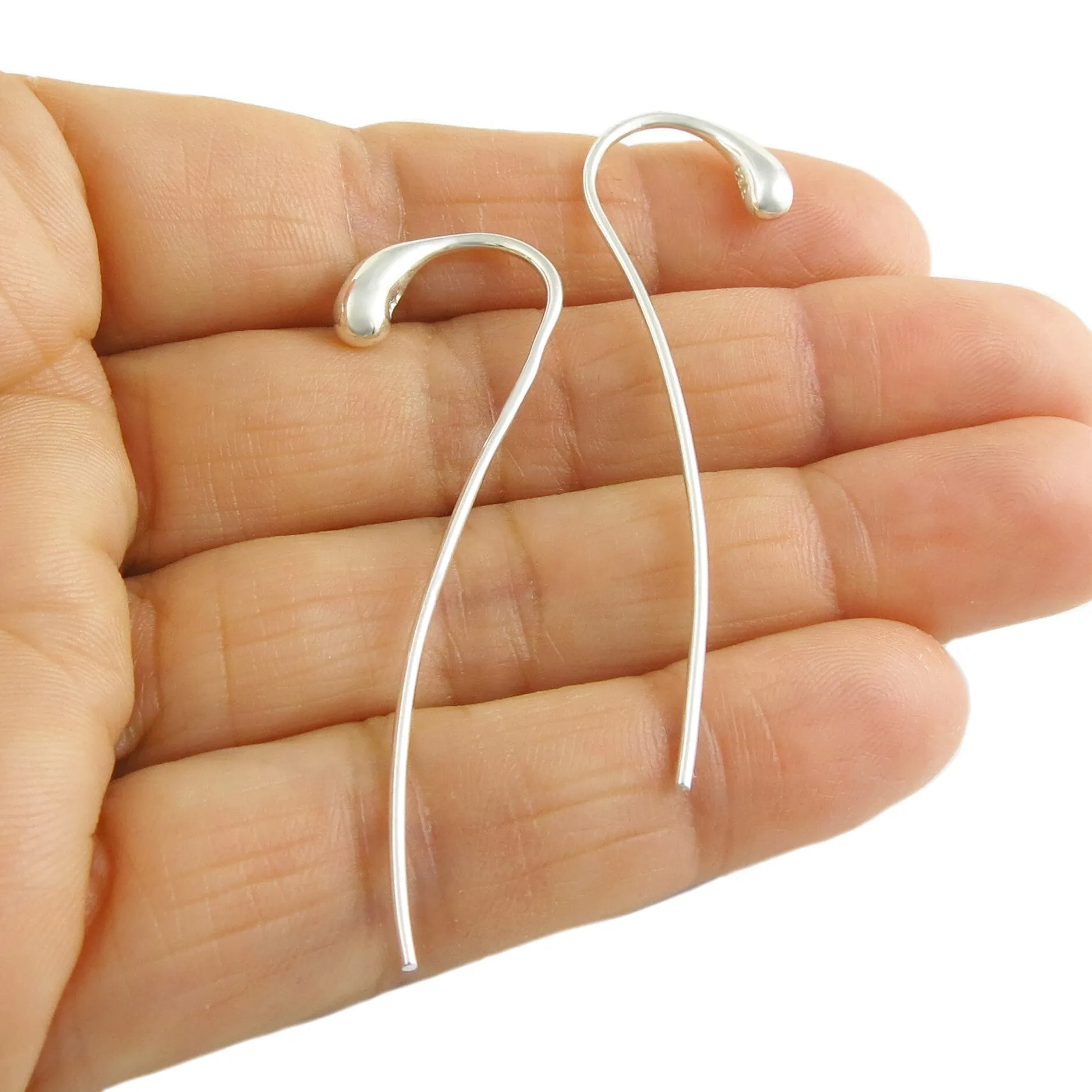 Sterling Silver Designer Hook Through Drop Earrings