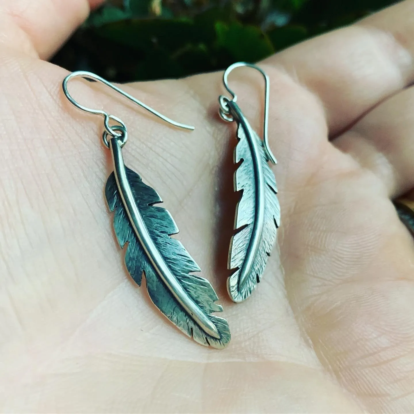 Sterling Silver Feather Earrings
