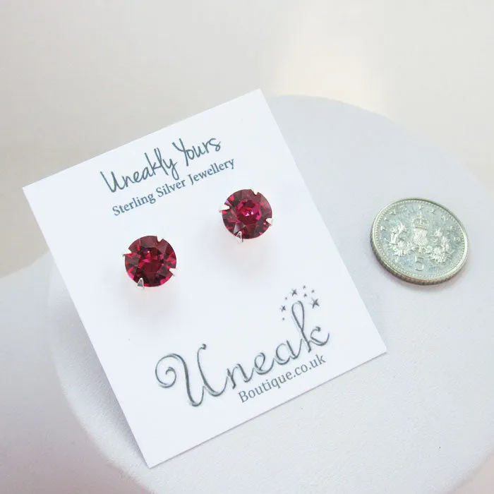 Sterling Silver Fuchsia Crystal Earrings