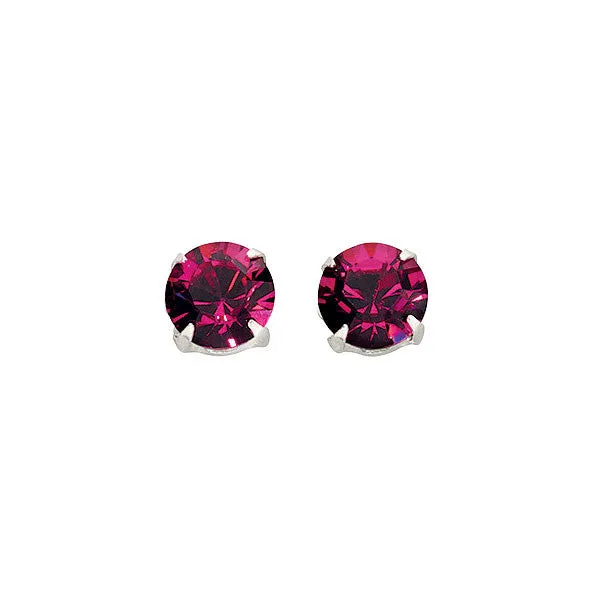 Sterling Silver Fuchsia Crystal Earrings