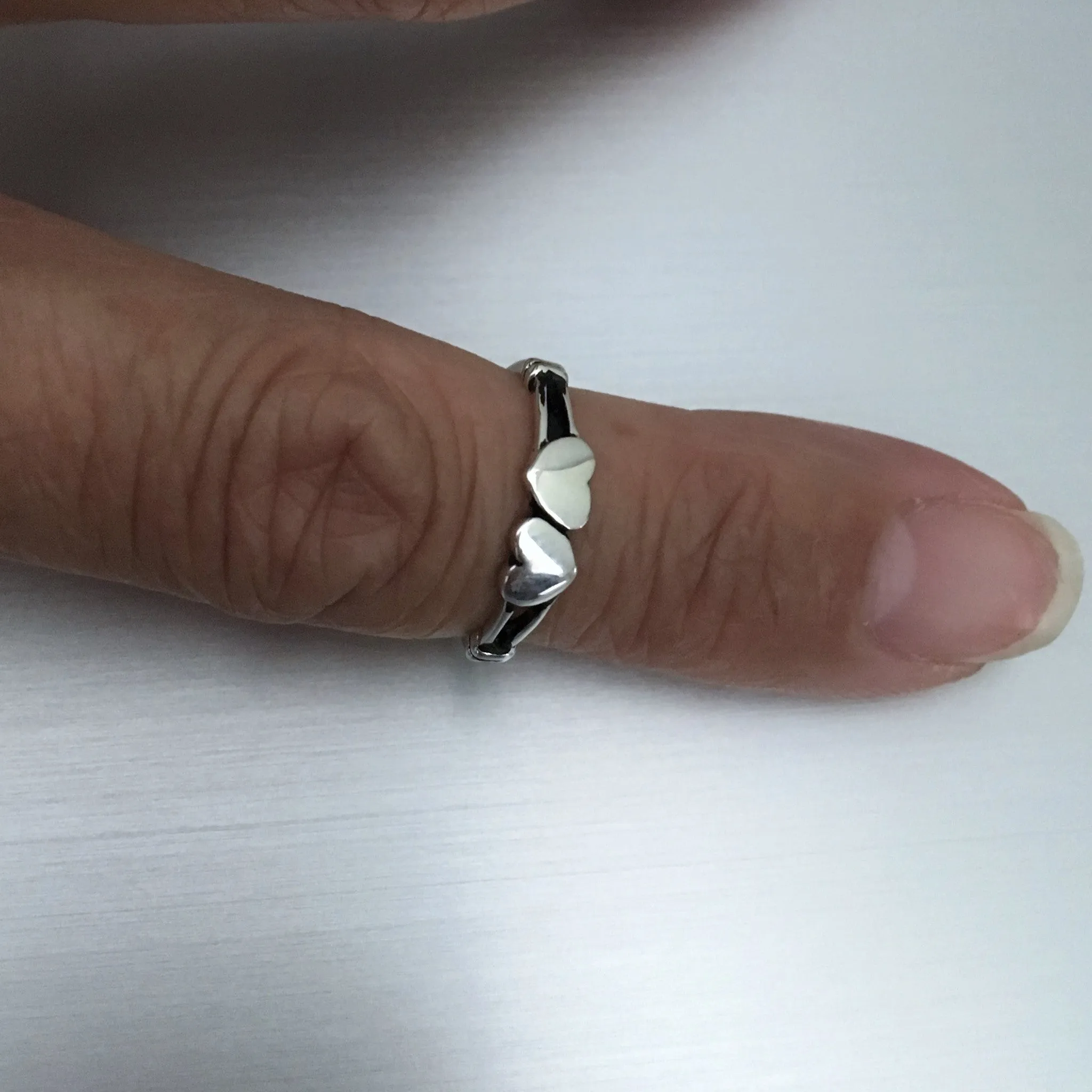 Sterling Silver Small Double Solid Heart Ring, Silver Ring