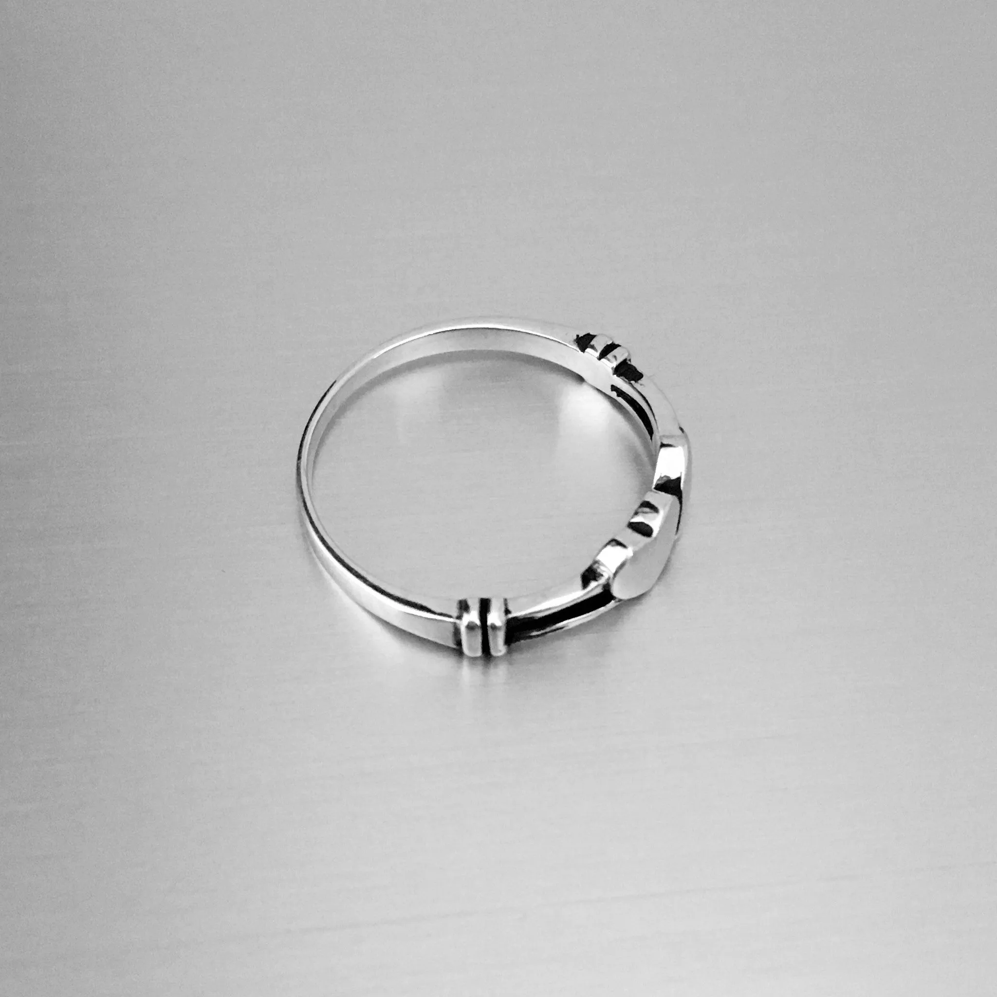 Sterling Silver Small Double Solid Heart Ring, Silver Ring
