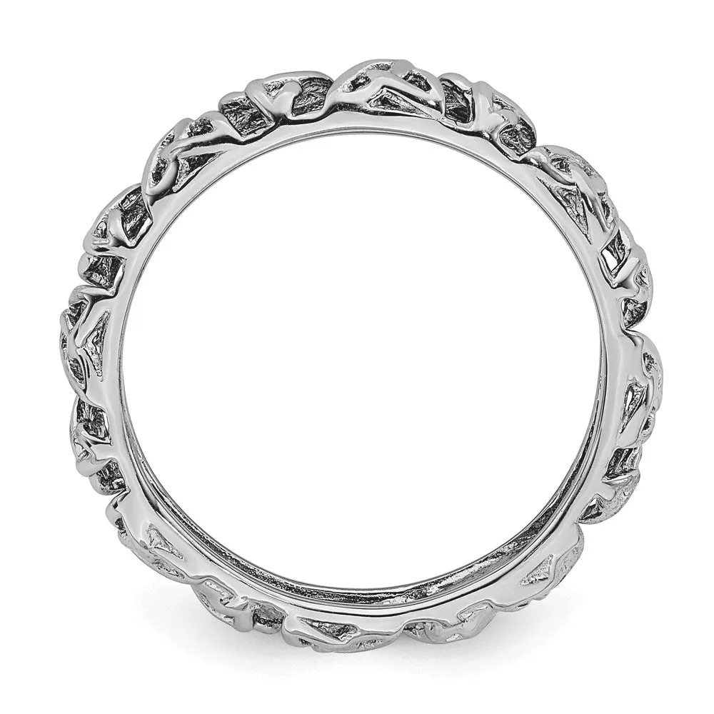 Sterling Silver Stackable Expressions Rhodium Celtic Knot Ring | QSK2011