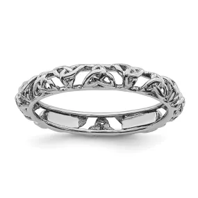 Sterling Silver Stackable Expressions Rhodium Celtic Knot Ring | QSK2011