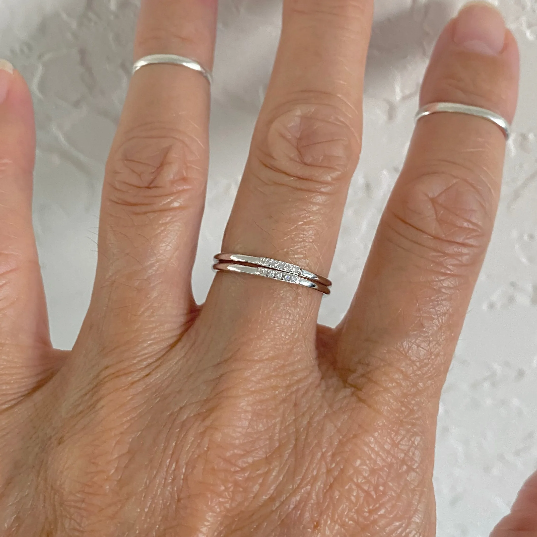 Sterling Silver Tiny CZ Ring, Dainty Ring, Silver Ring, Stackable Ring, CZ Ring