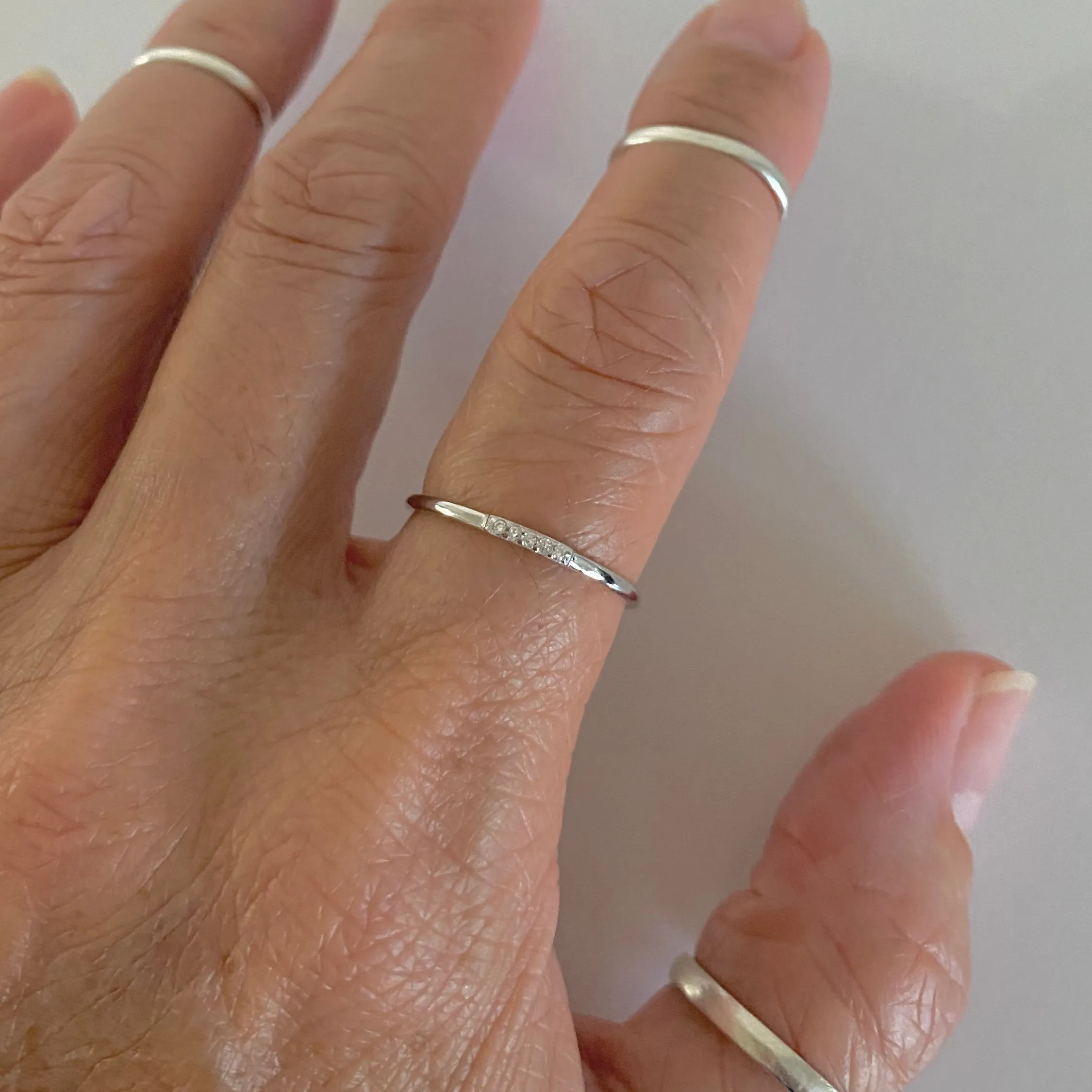 Sterling Silver Tiny CZ Ring, Dainty Ring, Silver Ring, Stackable Ring, CZ Ring