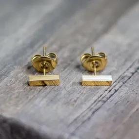 Tiny Gold Bar Studs