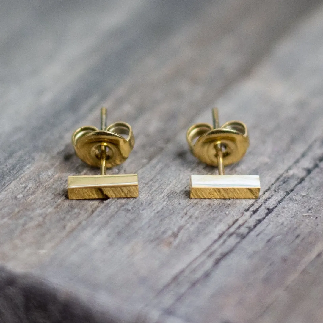 Tiny Gold Bar Studs