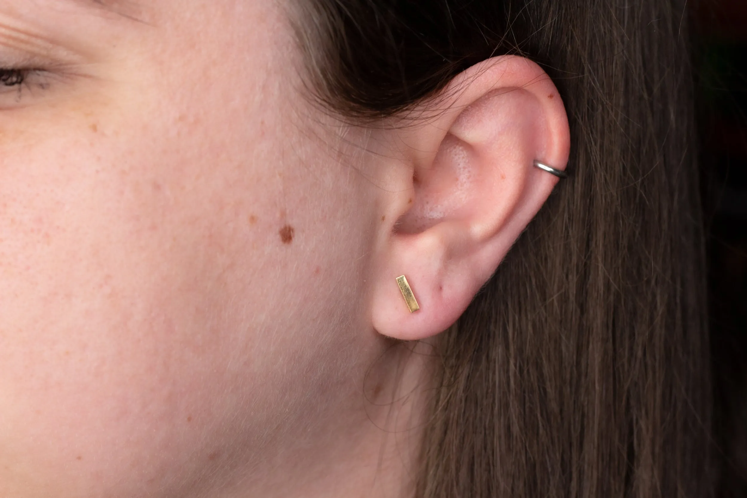 Tiny Gold Bar Studs