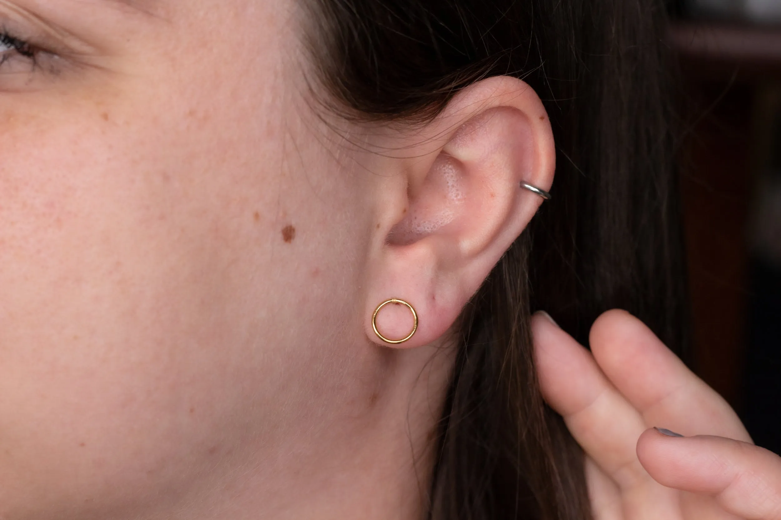 Tiny Gold Hollow Circle Studs