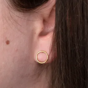 Tiny Gold Hollow Circle Studs
