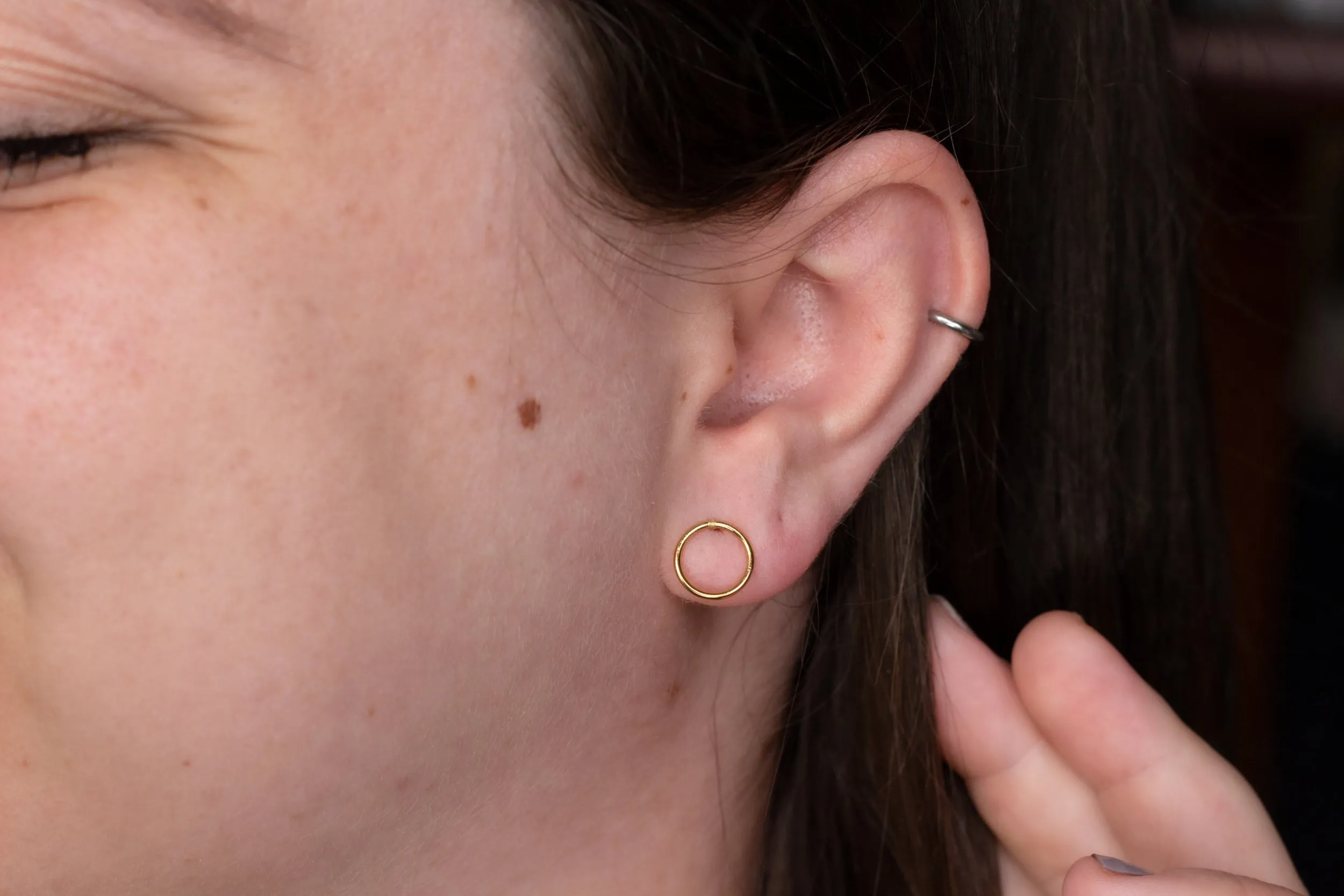 Tiny Gold Hollow Circle Studs