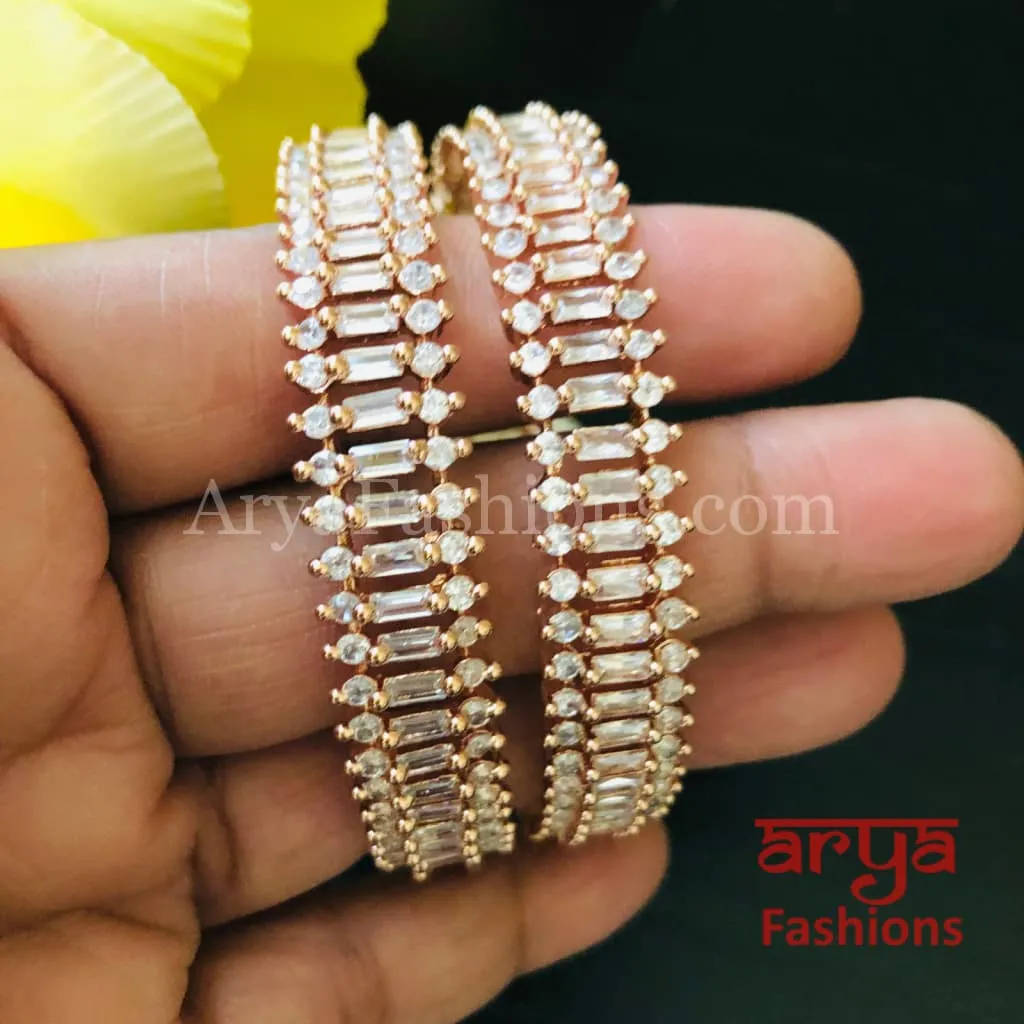 Tuhina Rose Gold Cubic Zirconia Kada Bangles