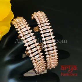 Tuhina Rose Gold Cubic Zirconia Kada Bangles