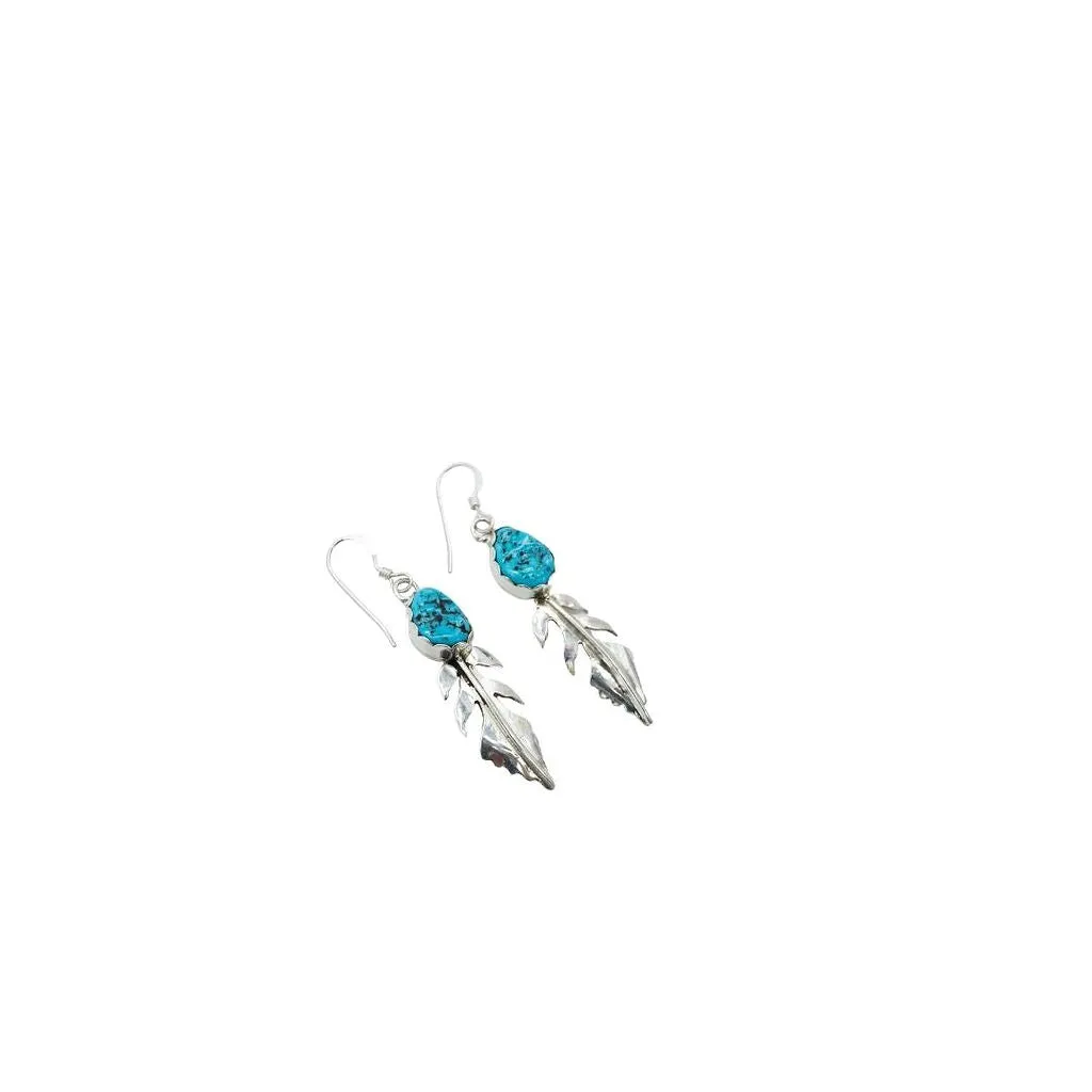 Turquoise Feather Earrings