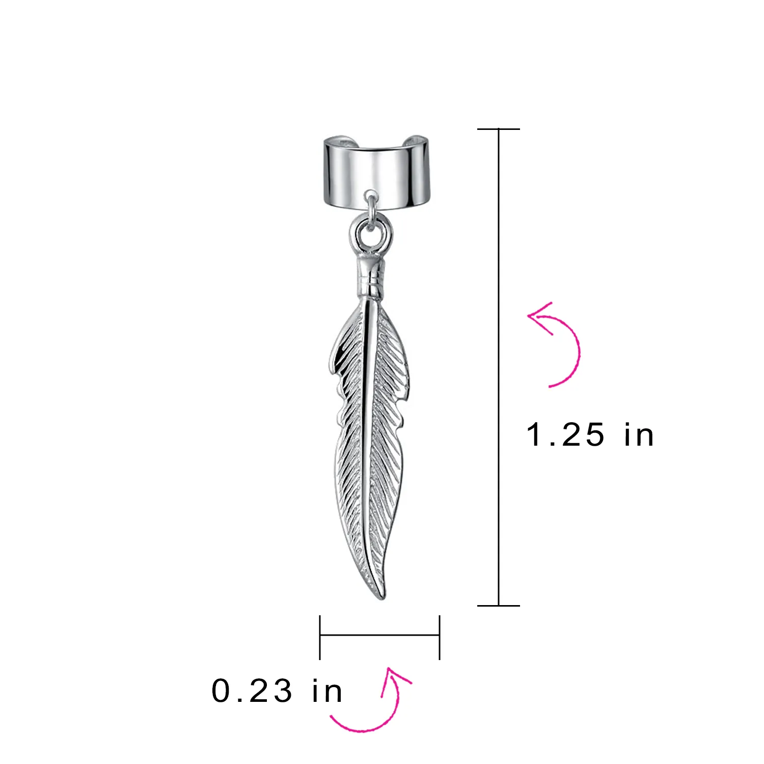 Western Jewelry Feather Leaf Ear Cuff Cartilage Earrings Sterling Silver Helix
