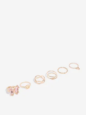 Westside Accessories Gold Butterfly Stackable Rings - Pack of 6