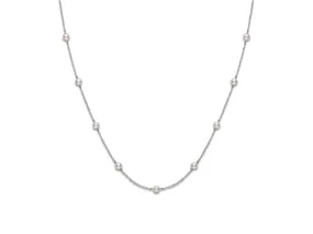 White Gold Pearl Station Necklace