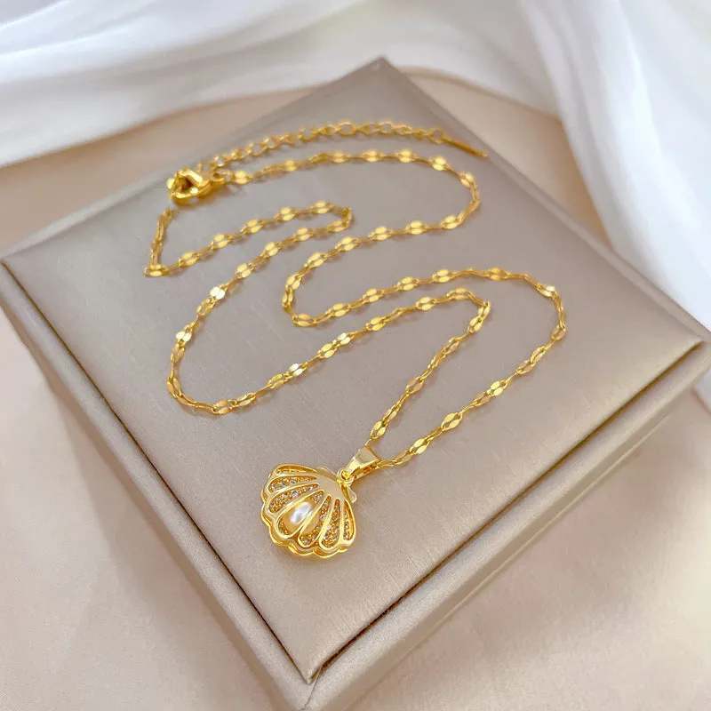 Wholesale Shell Pearl Titanium Steel Necklaces