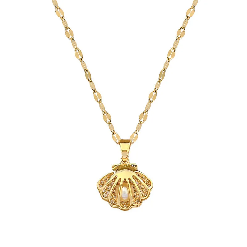 Wholesale Shell Pearl Titanium Steel Necklaces