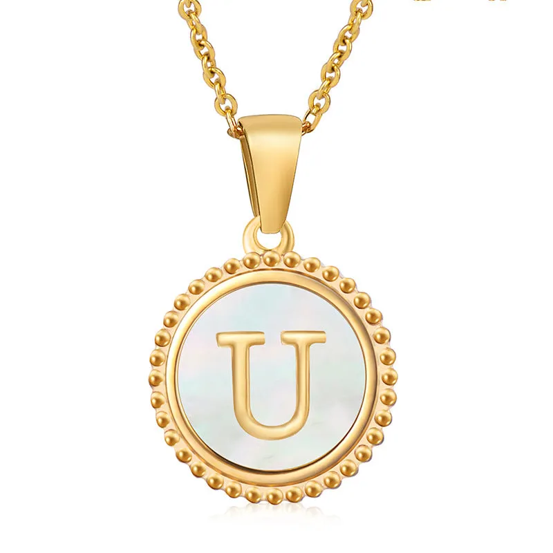 Wholesale Stainless Steel Shell Letter Necklaces