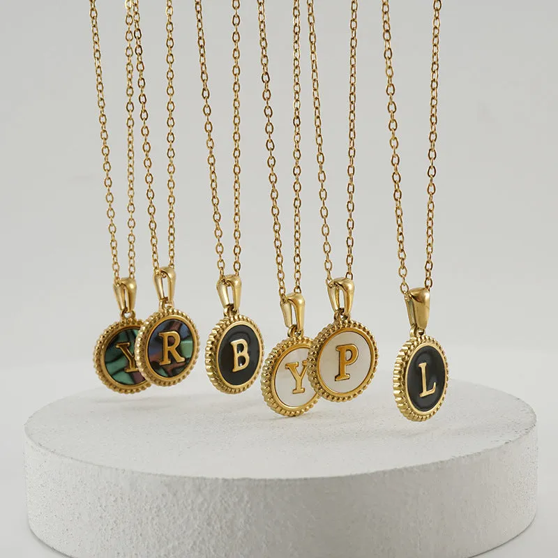 Wholesale Stainless Steel Shell Letter Necklaces