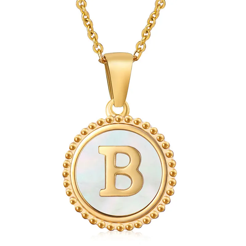 Wholesale Stainless Steel Shell Letter Necklaces