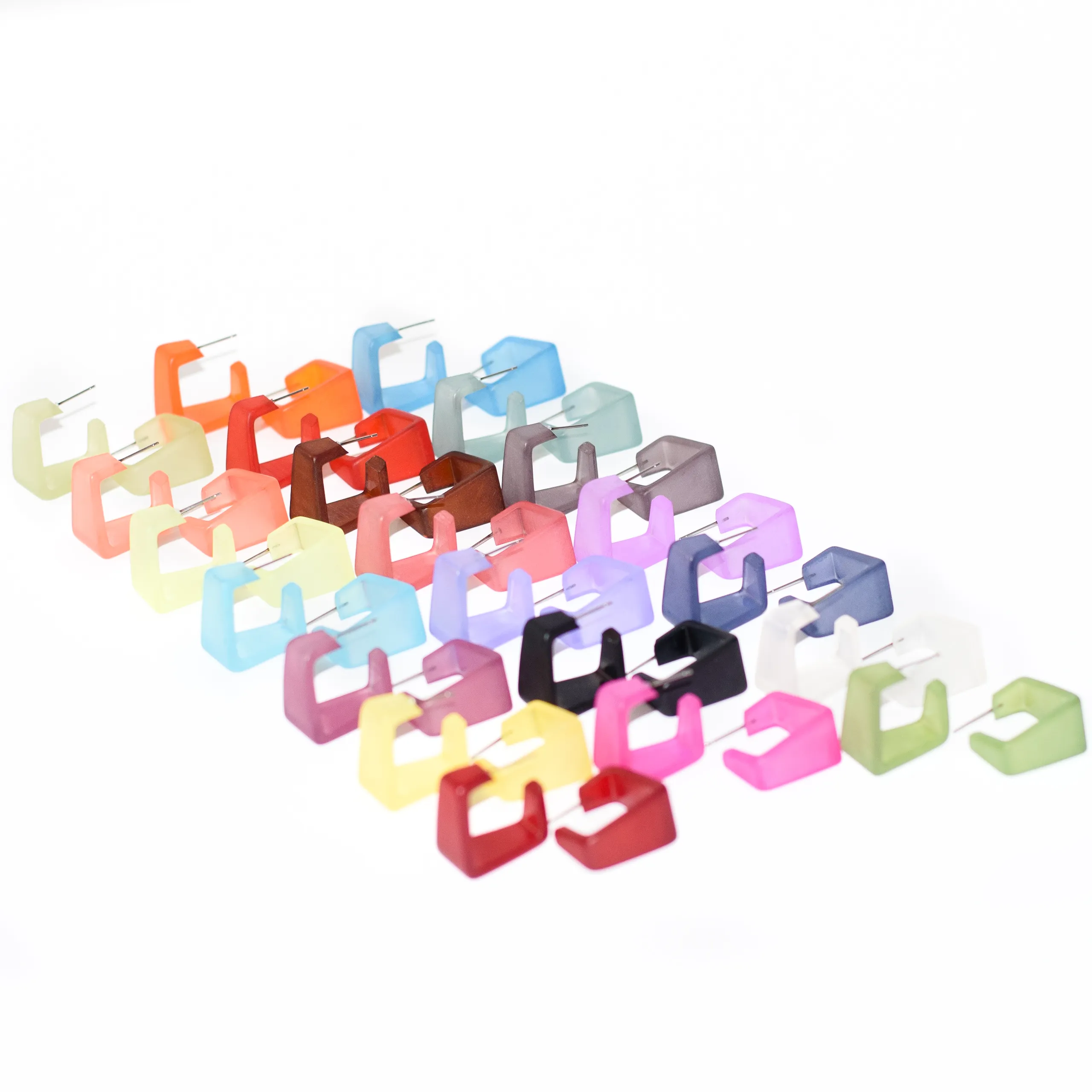 Wide Cubist Frosted Hoop Earrings