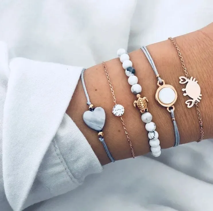 Women Beaded Stackable Girl Friendship Bracelet Set
