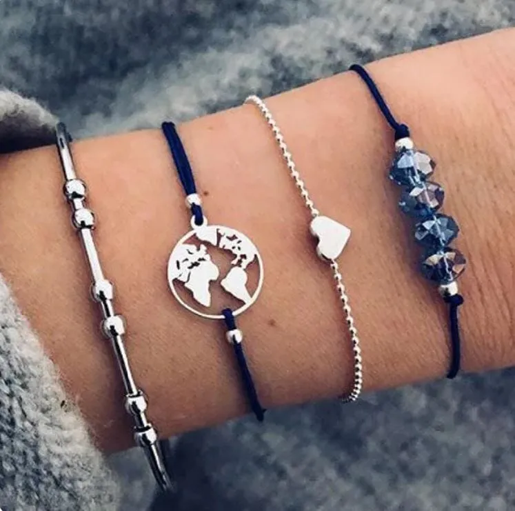 Women Beaded Stackable Girl Friendship Bracelet Set