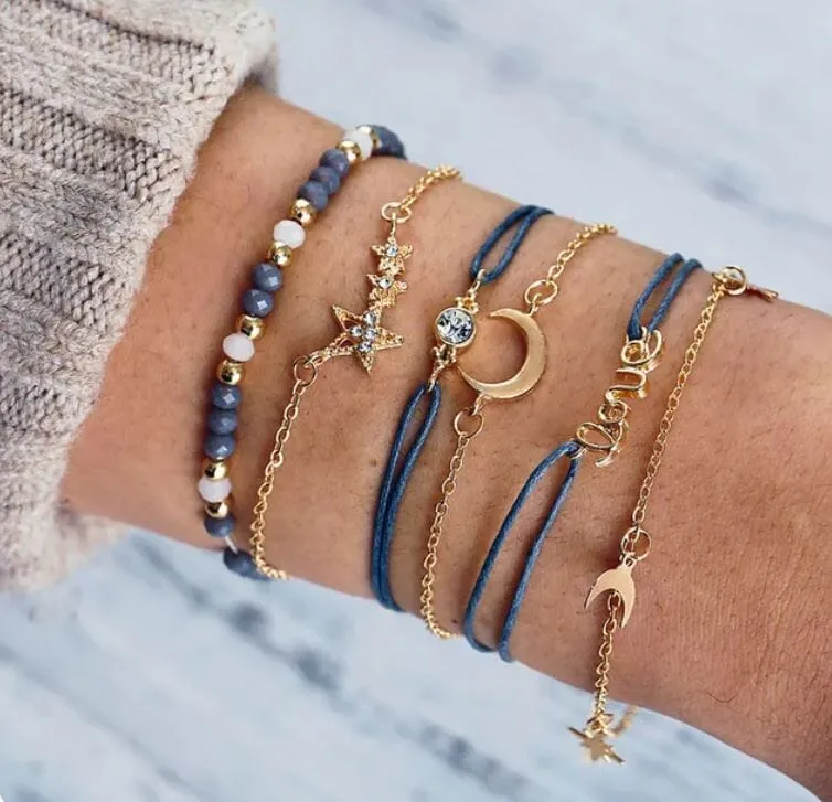 Women Beaded Stackable Girl Friendship Bracelet Set