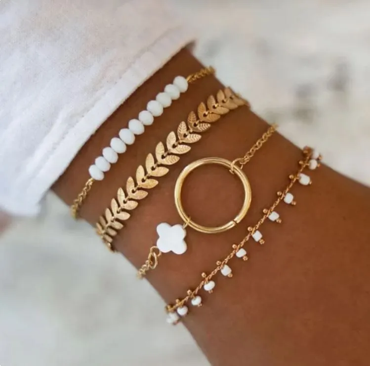 Women Beaded Stackable Girl Friendship Bracelet Set