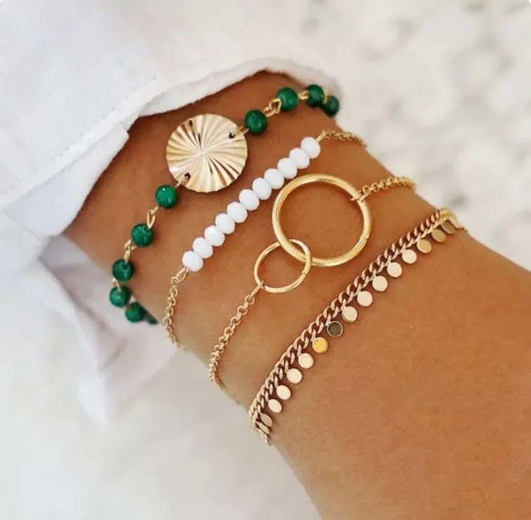 Women Beaded Stackable Girl Friendship Bracelet Set
