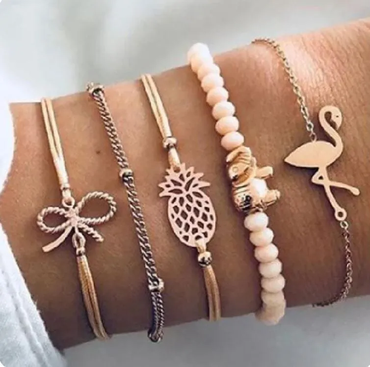 Women Beaded Stackable Girl Friendship Bracelet Set
