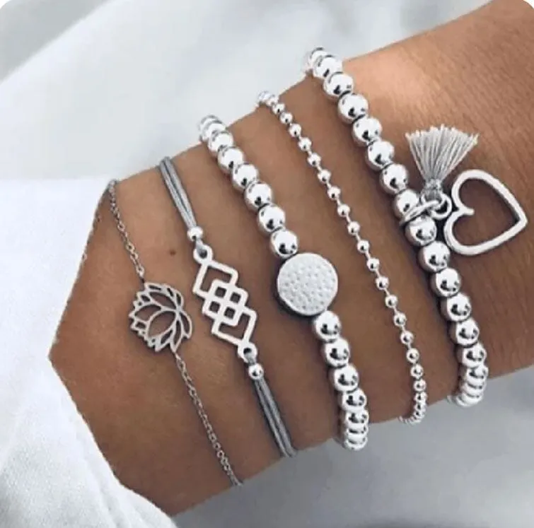 Women Beaded Stackable Girl Friendship Bracelet Set