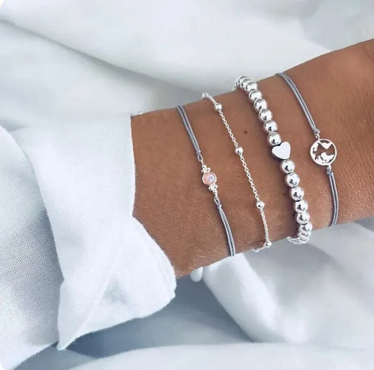 Women Beaded Stackable Girl Friendship Bracelet Set