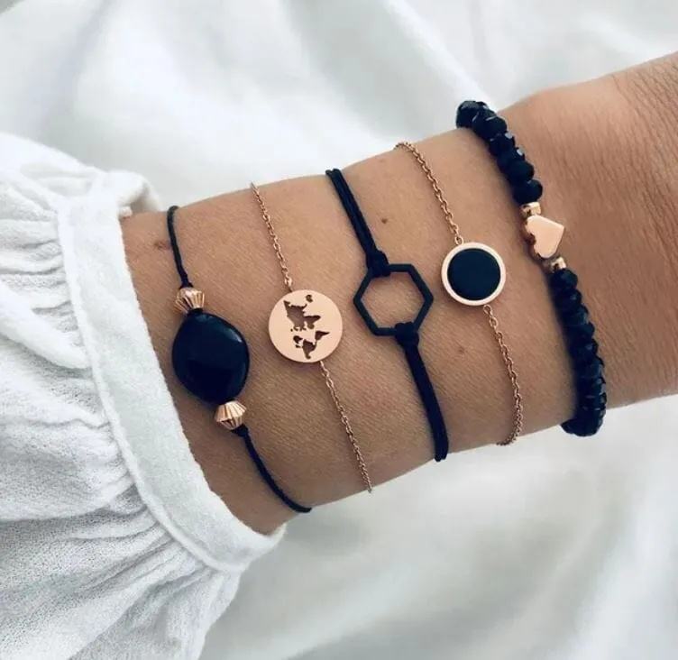 Women Beaded Stackable Girl Friendship Bracelet Set