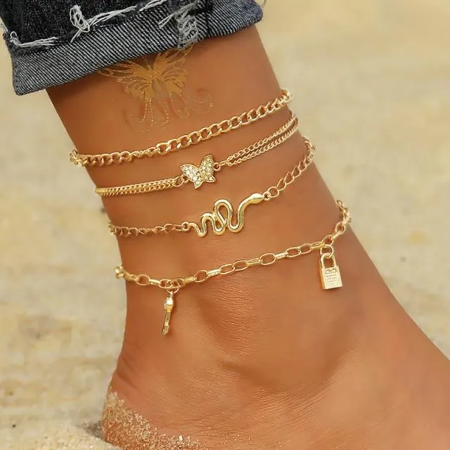 Women summer beach bohemia cute chain anklets