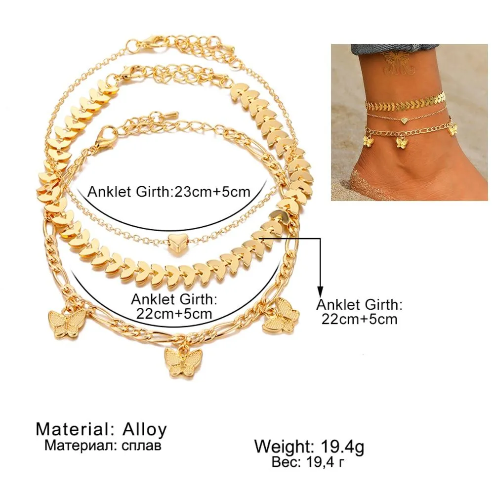 Women summer beach bohemia cute chain anklets