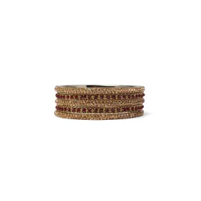 Zaida Bangle Set in Maroon and Antique Gold